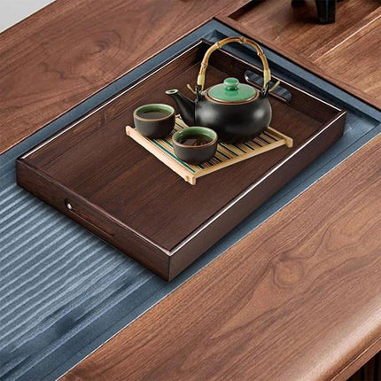 Bamboo Tea Tray Rectangular Tea Table Walnut Colour Fruit Bread Serving Plate