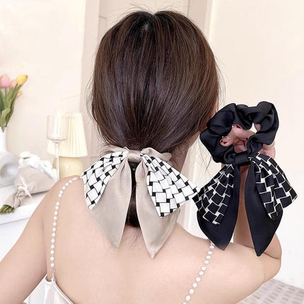 Women Elegant Scrunchies for Hair Ribbon Ties Bow Scrunchies Ponytail Scrunchie - Aimall