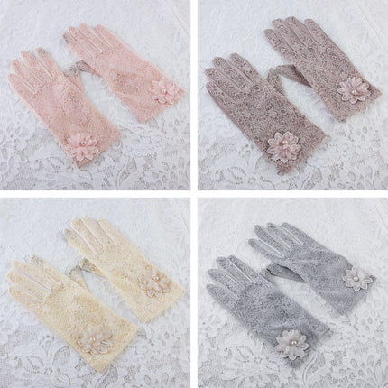 6 Colours Women UV Protection Lace Gloves Touchscreen Non-Slip Driving Gloves