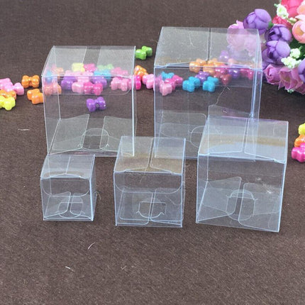 50 PVC Clear Transparent Macaron Square Cube Boxes For Wedding Favour Gift Candy - Aimall