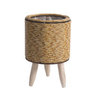 Indoor Rattan Trellis Planter Tabletop Plant Container Straw Planter for Home