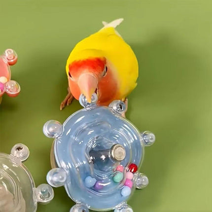 Interactive Parrot Spinning Wheel Stress Relief Toy for Small Birds Durable