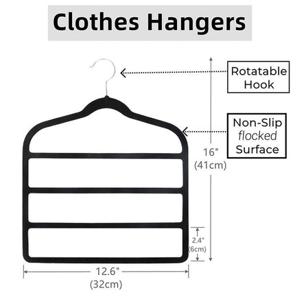 5PCS Multifunctional Non-slip Flocking Rack Multi-layer Hanger Wardrobe Storage
