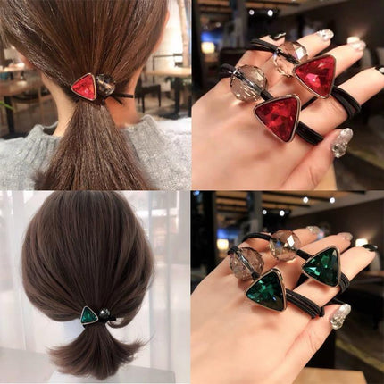 Women Headband Ponytail TriangleDiamond Stretch Hair Rope Multi Colours Concise - Aimall