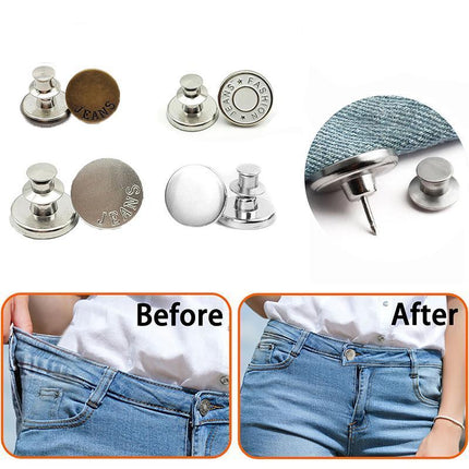 8X Button Pins For Jeans Pants No Sew Instant Adjustable Jean Button Replacement - Aimall