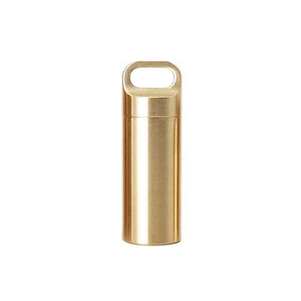 Waterproof Pill Box Case Bottle Brass Container Keyring Medicine Capsule Holder - Aimall
