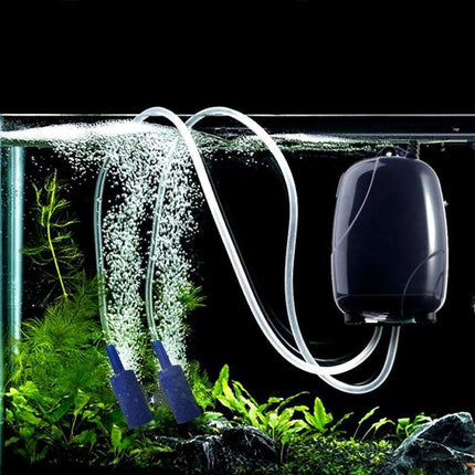 Oxygen Pump Aqua Fish Tank Aquarium Pond Air Bubble Disk Stone Aerator 2 Outlets - Aimall