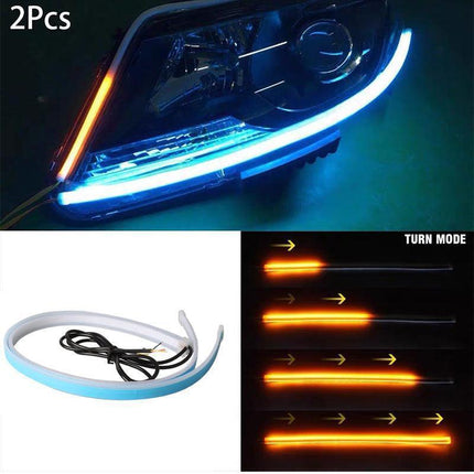 2x 60CM Car LED Strip DRL Turn Signal Switchback Indicator Daytime Running Light - Aimall