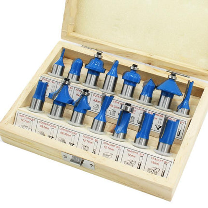 15X 1/2 1/4 inch Router Bits Set Woodworking Tool Cutter Shank Tungsten Carbide - Aimall