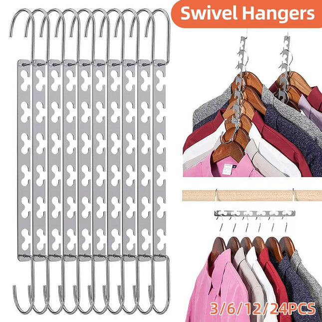 Clothes Hanger Space Saving Hook Folding Wardrobe Multipurpose Rack Coat Pants