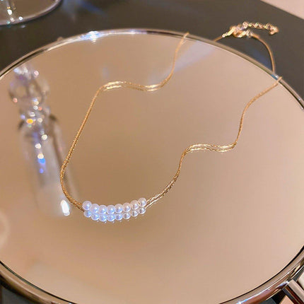 Gold Geometric Pearl Necklace Simple Elegant Temperament Daily Versatile Gift