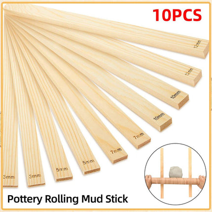 10pcs Wooden Pottery Clay Tools Rolling Plate Square Long Plate Pottery Ruler
