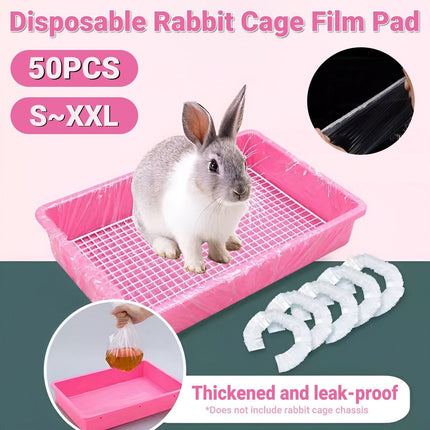 50Pcs Rabbit Cage Liners Disposable Plastic Mat Films Hamster Cage Cleaning Pad