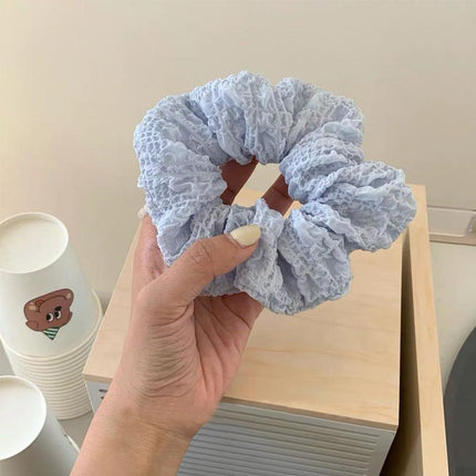 Chic Korean Style Ruffled Scrunchies Soft Cream Fluffy Hair Band Hairstyle Women - Aimall