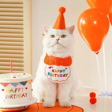Pet Birthday Dog Cat Bib Scarf Hat Accessory Dogs Cats Celebration