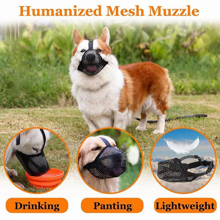 2PCS Adjustable Mesh Pet Dog Muzzle Mask Mouth Cover No Bite Strap Mouth Cover