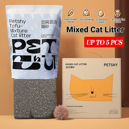 Pet Kitty Tofu Cat Litter Fine Mixed 10kg Bentonite Deodorant Dust-free 2.5kg - Aimall