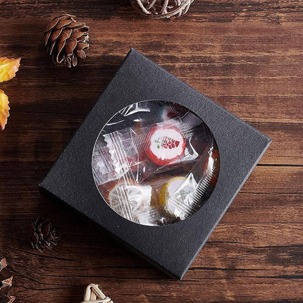 50PCS Handmade Soap Paper Box Round Window Kraft Black White Candy Biscuit Box