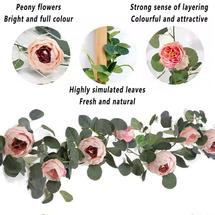 170cm Peony Flower Rattan Fake Flower Vine Artificial Decoration for Home Party