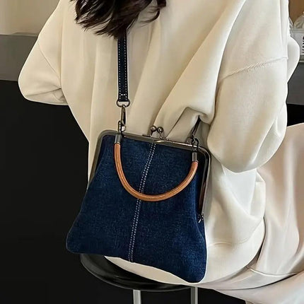 Small Handbag Women Tote Bag Cowboy Splicing Crossbody Shoulder Satchel Bag