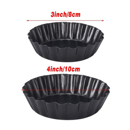 12PCS Mini Detachable Tart Mold Baking Cake Pan Nonstick Bottom Cupcake Molds