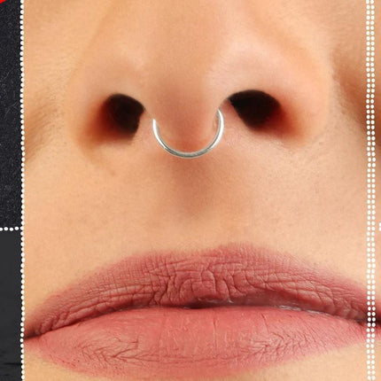 0.8MM High Quality Thin Septum Fake Nose Clip Ring Stud No Piercing 5Colours 0.8*10MM - Aimall