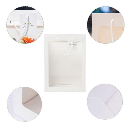 50PCS Flower Bouquet Tote Wedding Favor Bag Bride Tote Clear Gift Bags Handbag White - Aimall