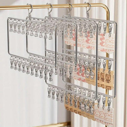 Stainless Steel Drying Rack Multi Function Windproof Underwear Clip Sock Hanger