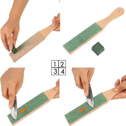 Dual Sided Leather Blade Strop Cutter Razor Sharpener Polishing Wooden Handle HG - Aimall