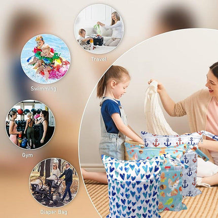2PCS Cartoon Printed Diaper Bag Double Zipper Washable Storage Organizer