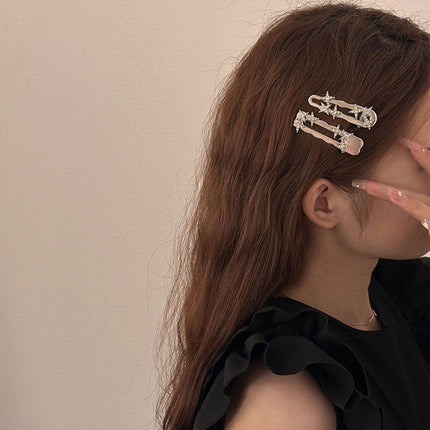 Super Flash Silver Star Hair Clips Duck Beak Barrettes Hair Accessories Set