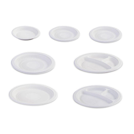 100pcs Corn Starch Degradable Dinner Plates Bone Dish Fruit Plate Simple Party