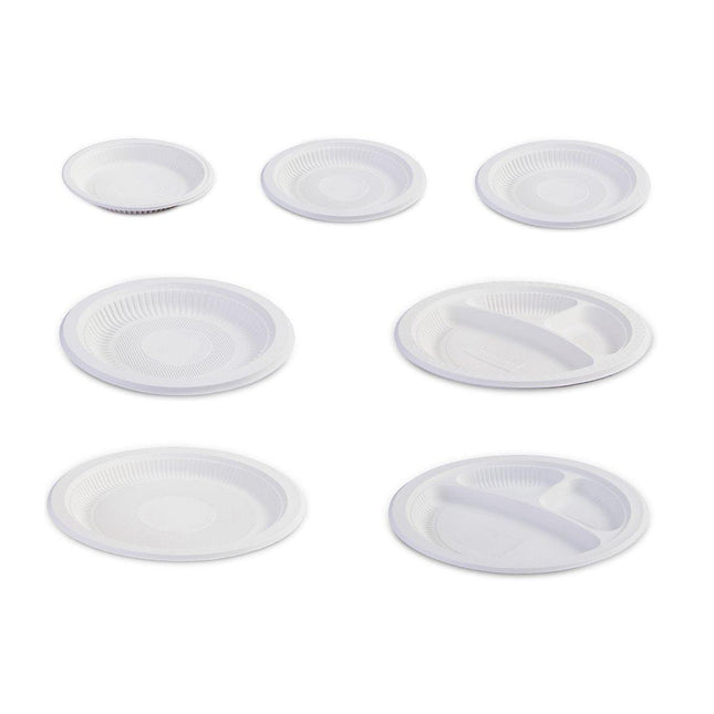 100pcs Corn Starch Degradable Dinner Plates Bone Dish Fruit Plate Simple Party