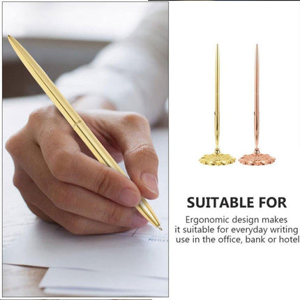 6pcs Black Ballpoint Pen Set Plum Blossom Base Office Desk Signature Writing Pen