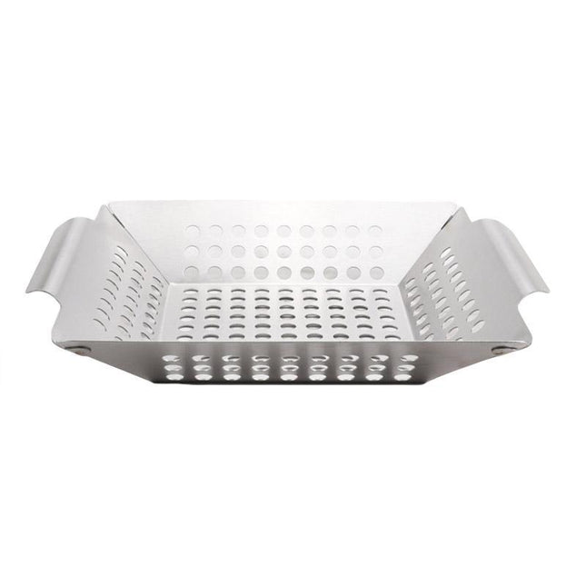 8 Inch Stainless Steel BBQ Grill Tray Perforated Pan Outdoor Barbecue Basket