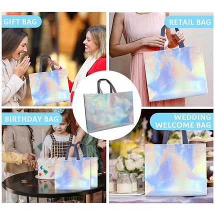 25pcs Laser Color Changing Tote Bags Shopping Gift Bags for Parties and Events
