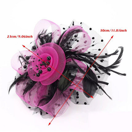 Vintage Accessories Mesh Veil Headpiece Feather Floral Headwear for Women Party
