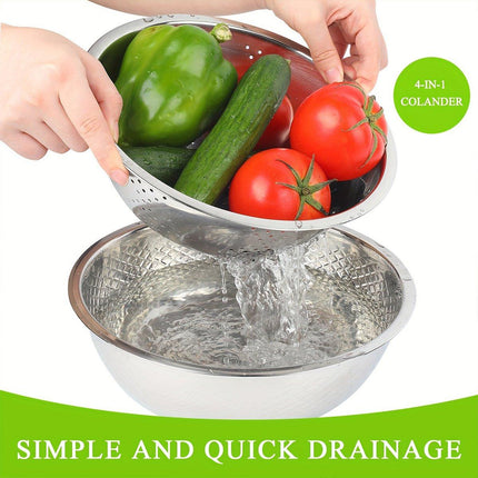 Stainless Steel Drainer Basket Double Layer Rotatable Dishwashing Fruit Basket