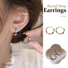 Vintage Ear Loop Earrings with Colourful Enamel Circle Design for Women Jewelry