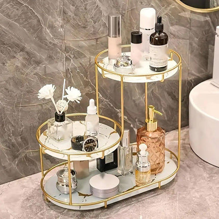 Round Multi-Tier Metal Storage Rack for Bathroom Vanity Kitchen Storage Rack