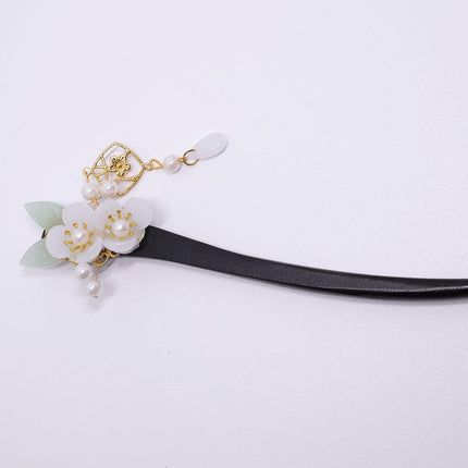 Jade Flower Pendant Hairpin Vintage Chinese Style Hair Accessories Clip