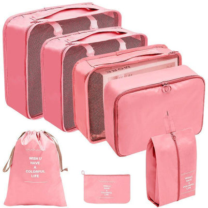 7PCS Travel Packing Cubes Luggage Pouches Organiser Clothes Suitcase Storage Bag - Aimall