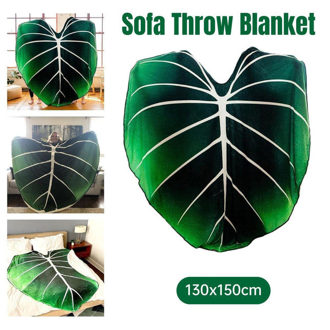 Tropical Leaf Throw Blanket Soft Nap Air Conditioning Cover Single Bed