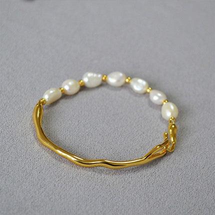 Simple Irregular Freshwater Pearl Necklace and Bracelet Set Elegant Women