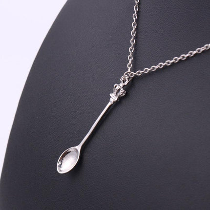Mini Crown Spoon Necklace Pendant Charm Festival Cutlery Tea Party Gift HOT - Aimall