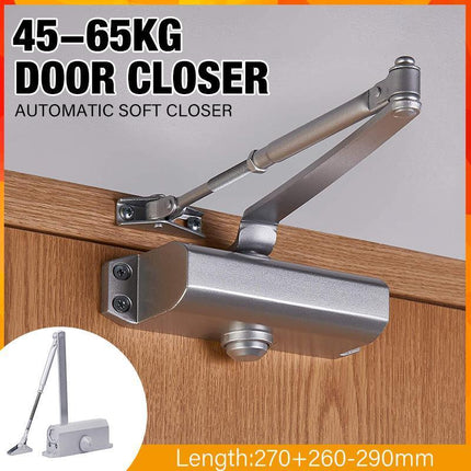 Hydraulic Door Closer Automatic Adjustable Spring Auto Closing 45-65kg Aluminum - Aimall