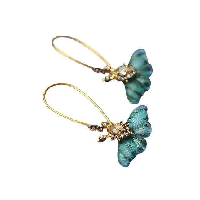 Fashion Vintage Green Fluttering Butterfly Earrings Elegant Jewelry for Women