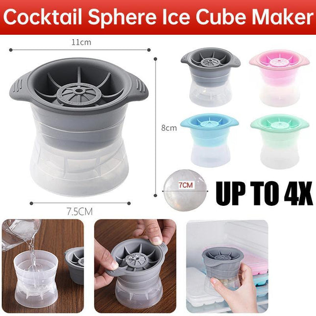 4PCS Whiskey Cocktail Sphere ICE Ball Mold Cube Maker Jelly Silicone Mould Set - Aimall
