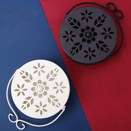 Fireproof Wrought Iron Mosquito Coil Holder with Cover for Indoor Outdoor Use