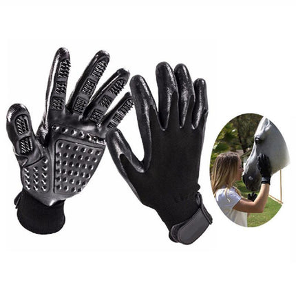 1Pair Horse Pet Dog Grooming Gloves Brush Hair Remover Shedding Massage Cleaner - Aimall